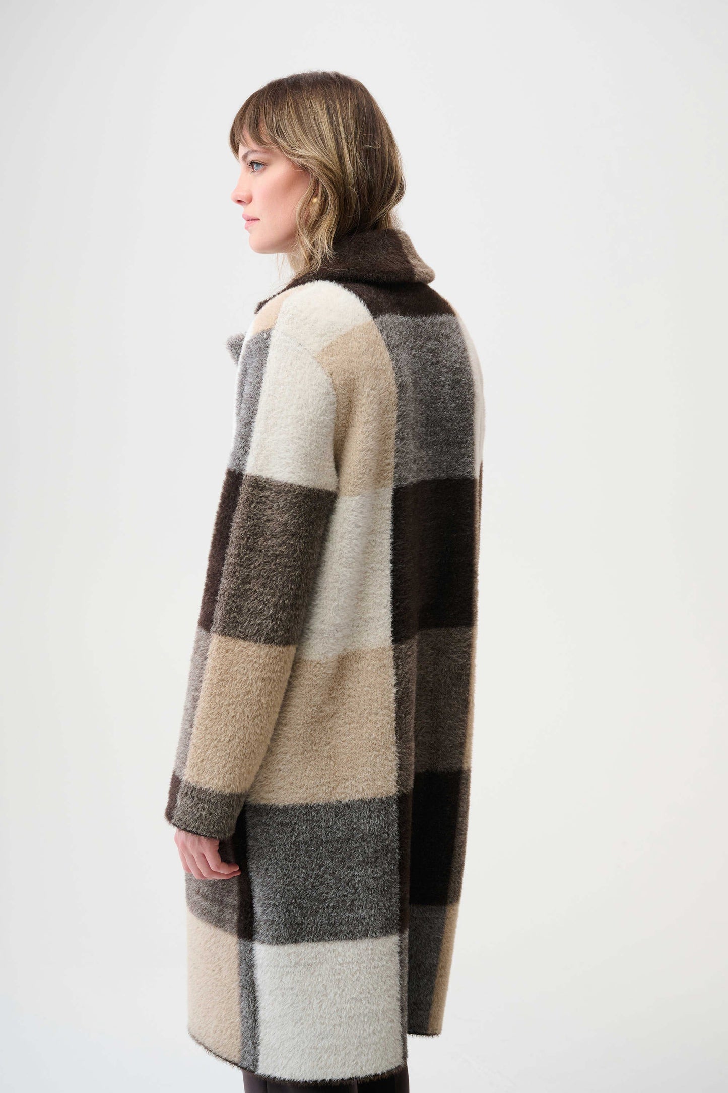 Plaid Print Sweater Coat