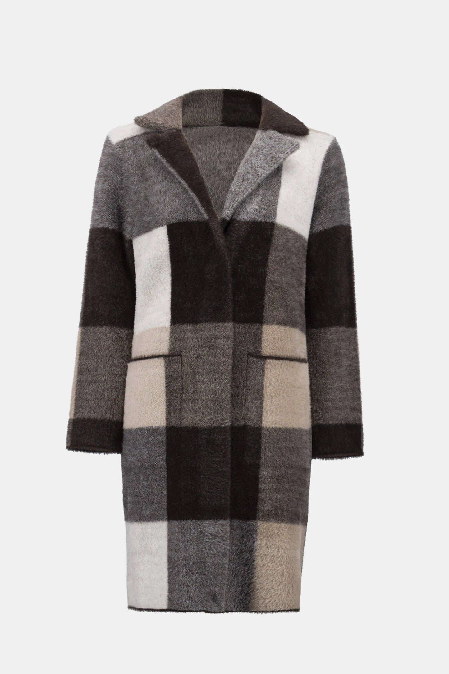 Plaid Print Sweater Coat