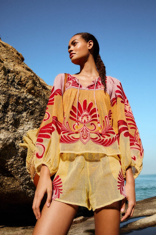 Soft Yellow Arabesque Blouse