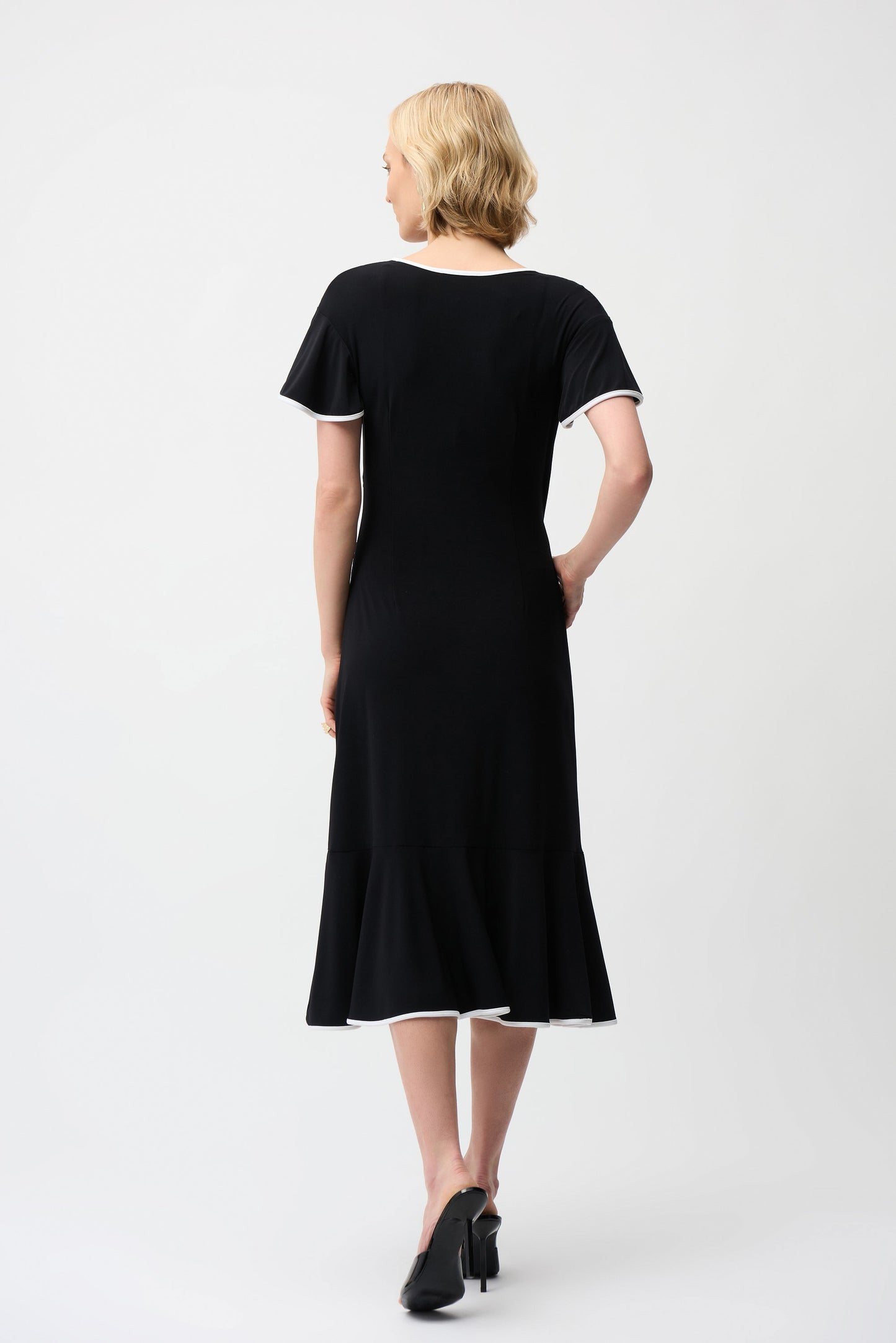 Silky Knit Wrap Dress With Contrast Trim