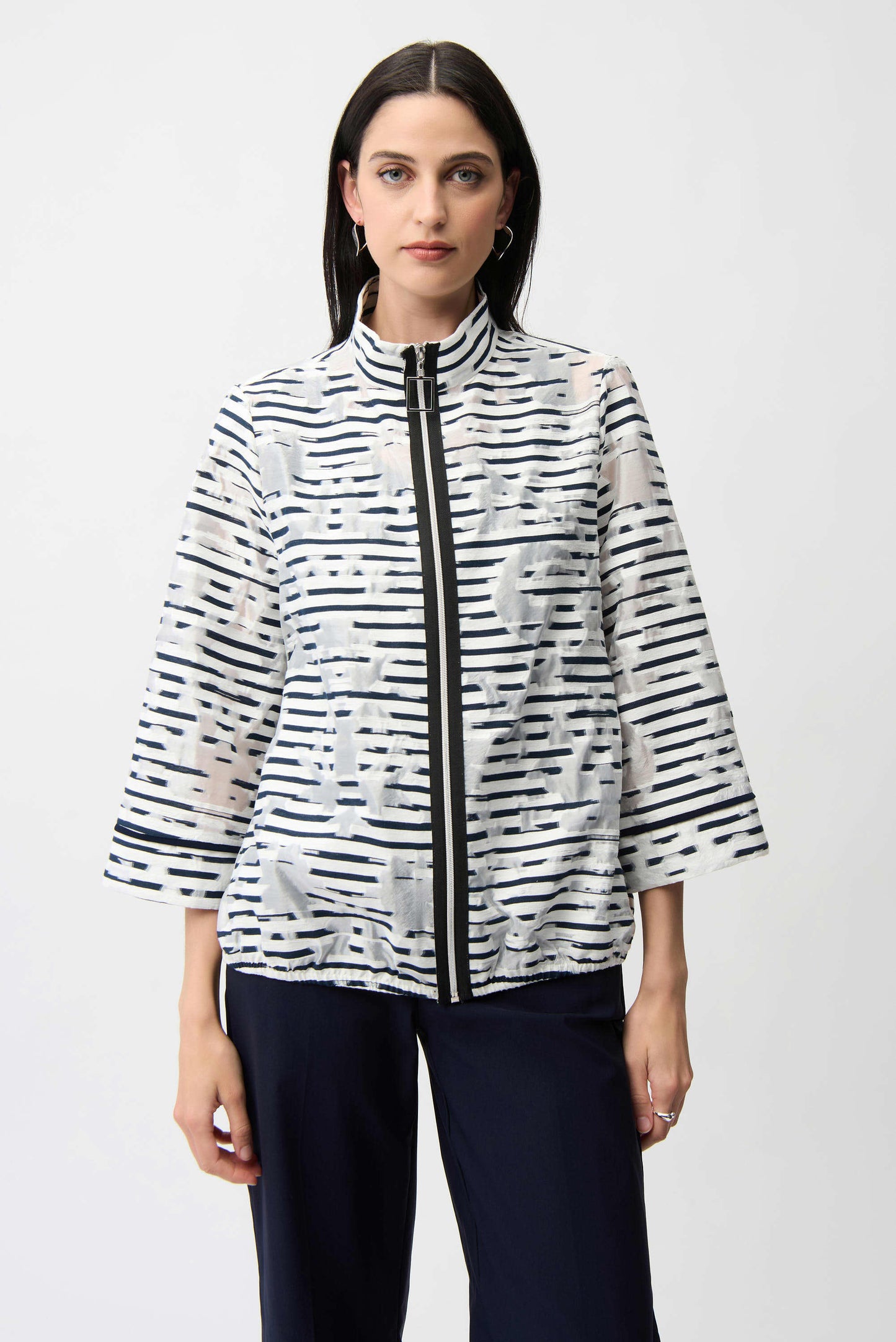 Jacquard Organza Stripe Bomber Jacket