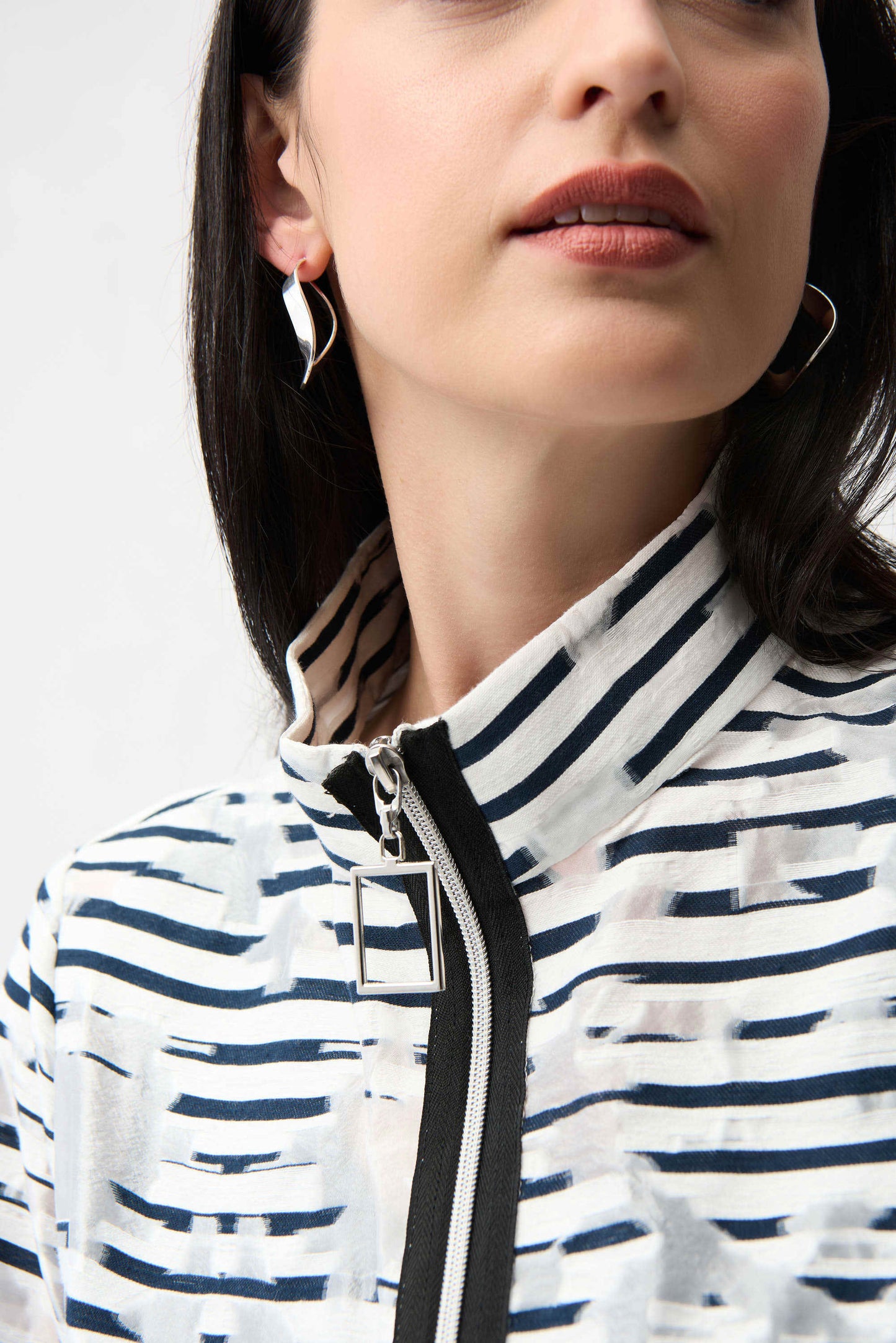 Jacquard Organza Stripe Bomber Jacket