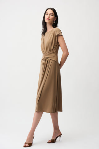 Silky Knit A Line Dress With Wrap Skirt