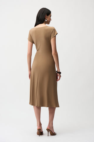 Silky Knit A Line Dress With Wrap Skirt