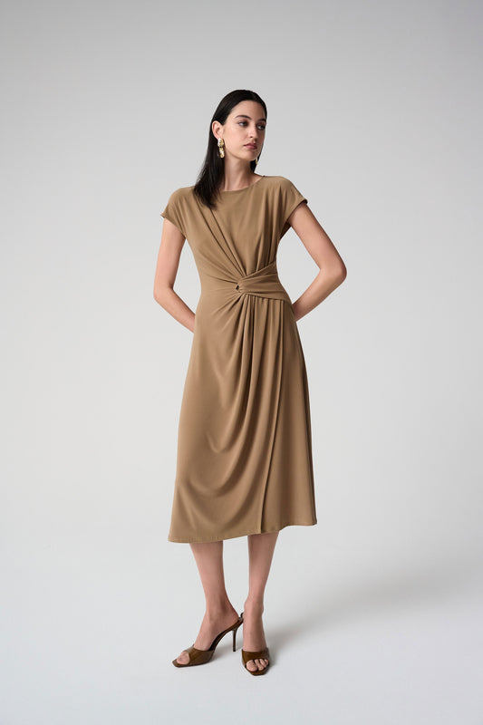 Silky Knit A Line Dress With Wrap Skirt