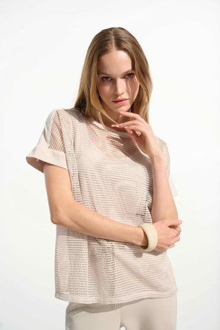 Silky Knit and Mesh Straight Top