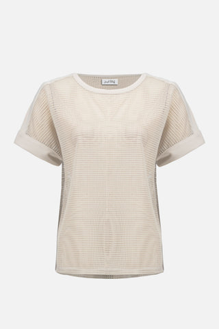 Silky Knit and Mesh Straight Top