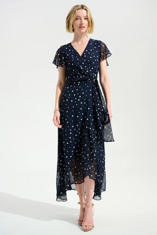 Chiffon Wrap Dress With Ruffle