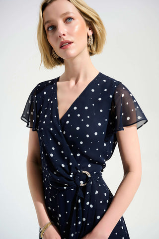 Chiffon Wrap Dress With Ruffle
