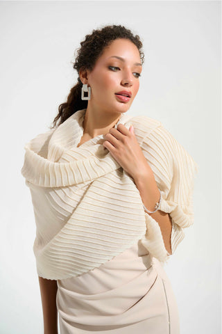 Woven Pleated Rectangular Scarf