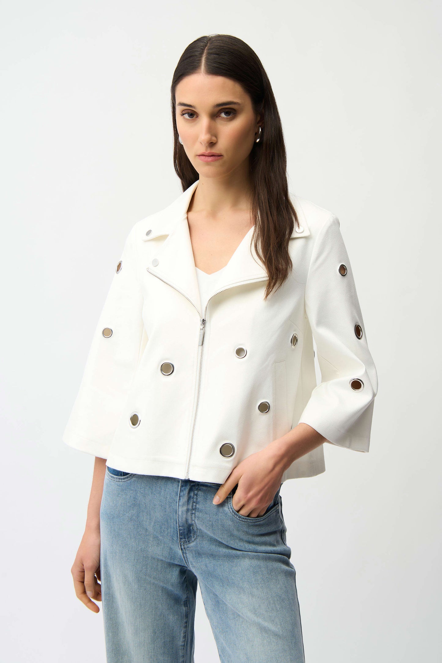 Foiled Faux Suede Swing Jacket