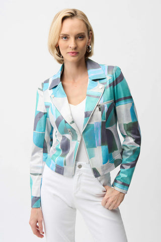 Foiled Faux Suede Geometric Jacket
