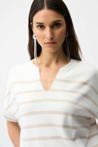 Stripe Print Short Sleeve Sweater