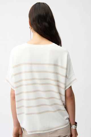 Stripe Print Short Sleeve Sweater