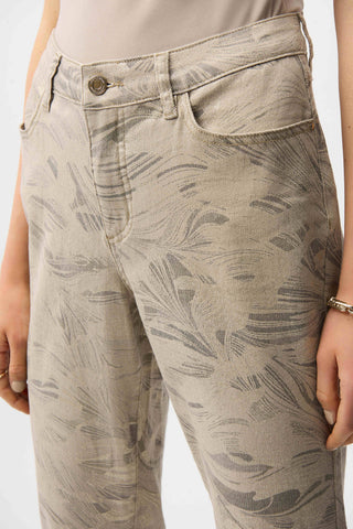 Metallic Abstract Print Slim Crop Jeans