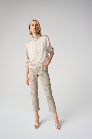 Metallic Abstract Print Slim Crop Jeans