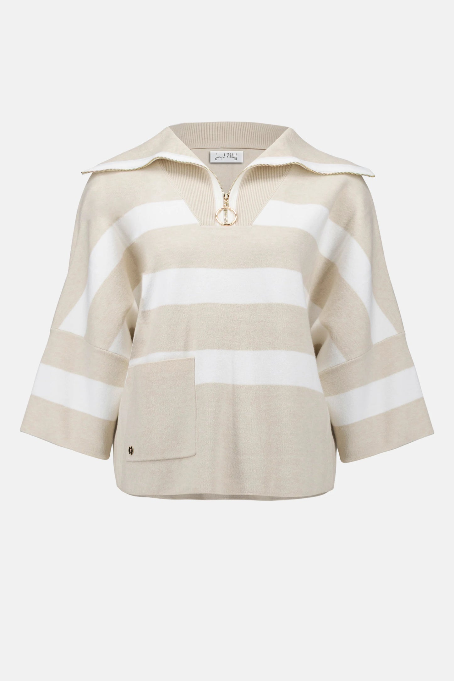 Stripe Boxy Sweater with Zipped Collar