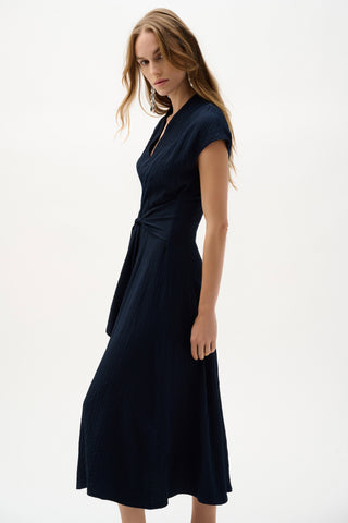 Woven Seersucker Flare Dress