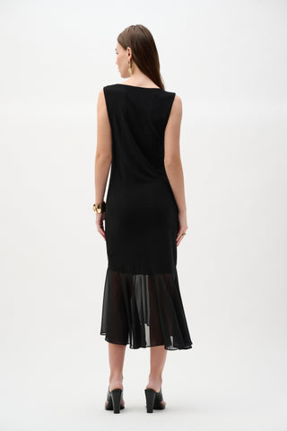 Silky Knit And Chiffon Flounce Dress