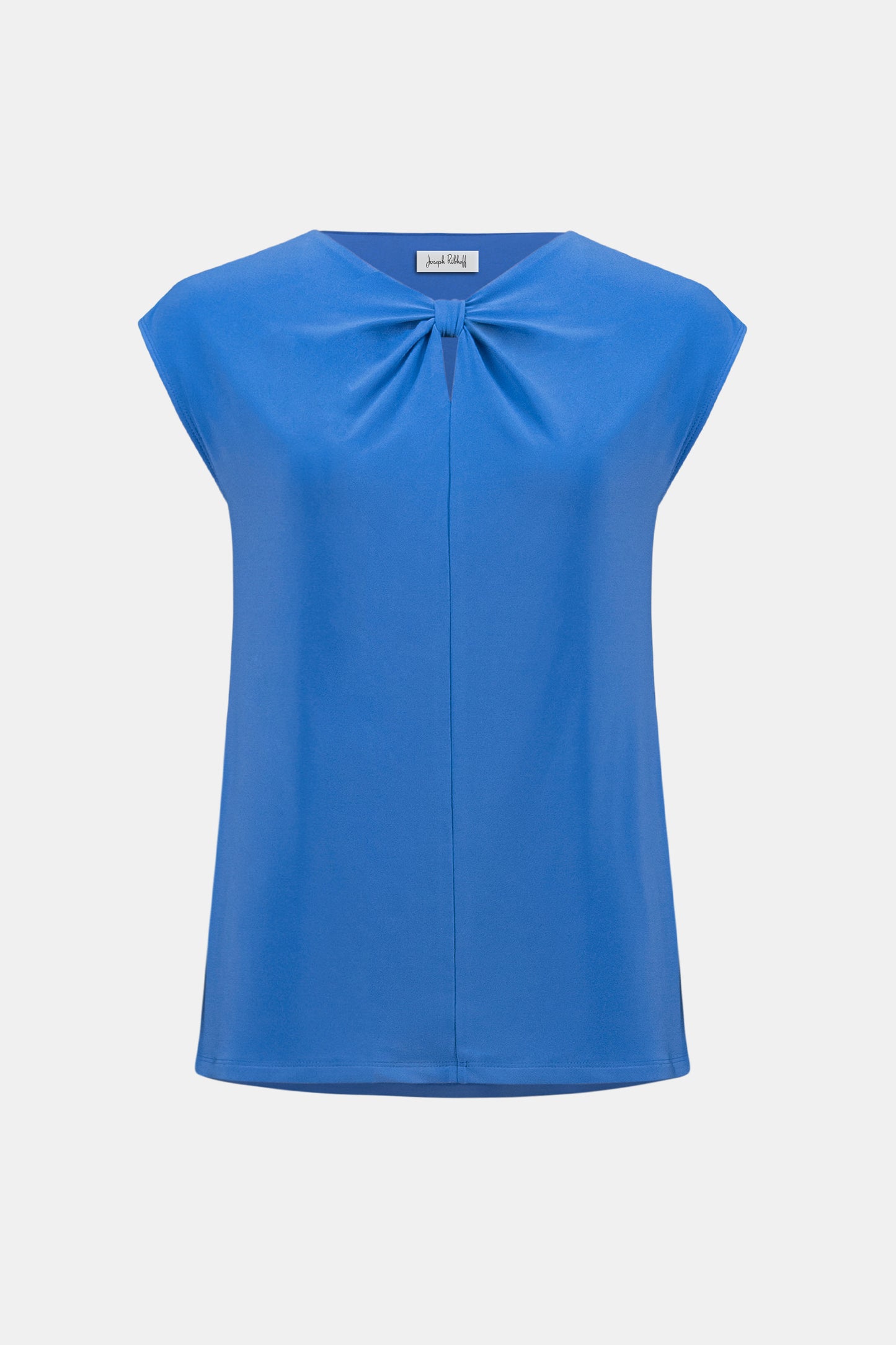 Silky Knit Fitted Top With Keyhole Neckline