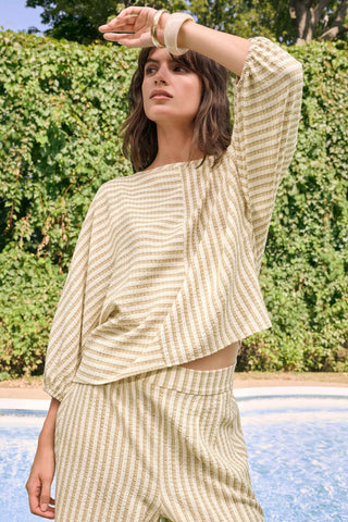 Woven Stripe Boxy Top