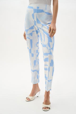 Silky Knit Geometric Print Straight Leg Pull-On Pants