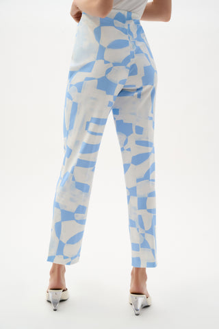 Silky Knit Geometric Print Straight Leg Pull-On Pants