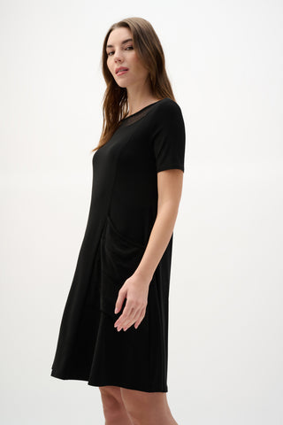 Silky Knit And Mesh A-Line Dress