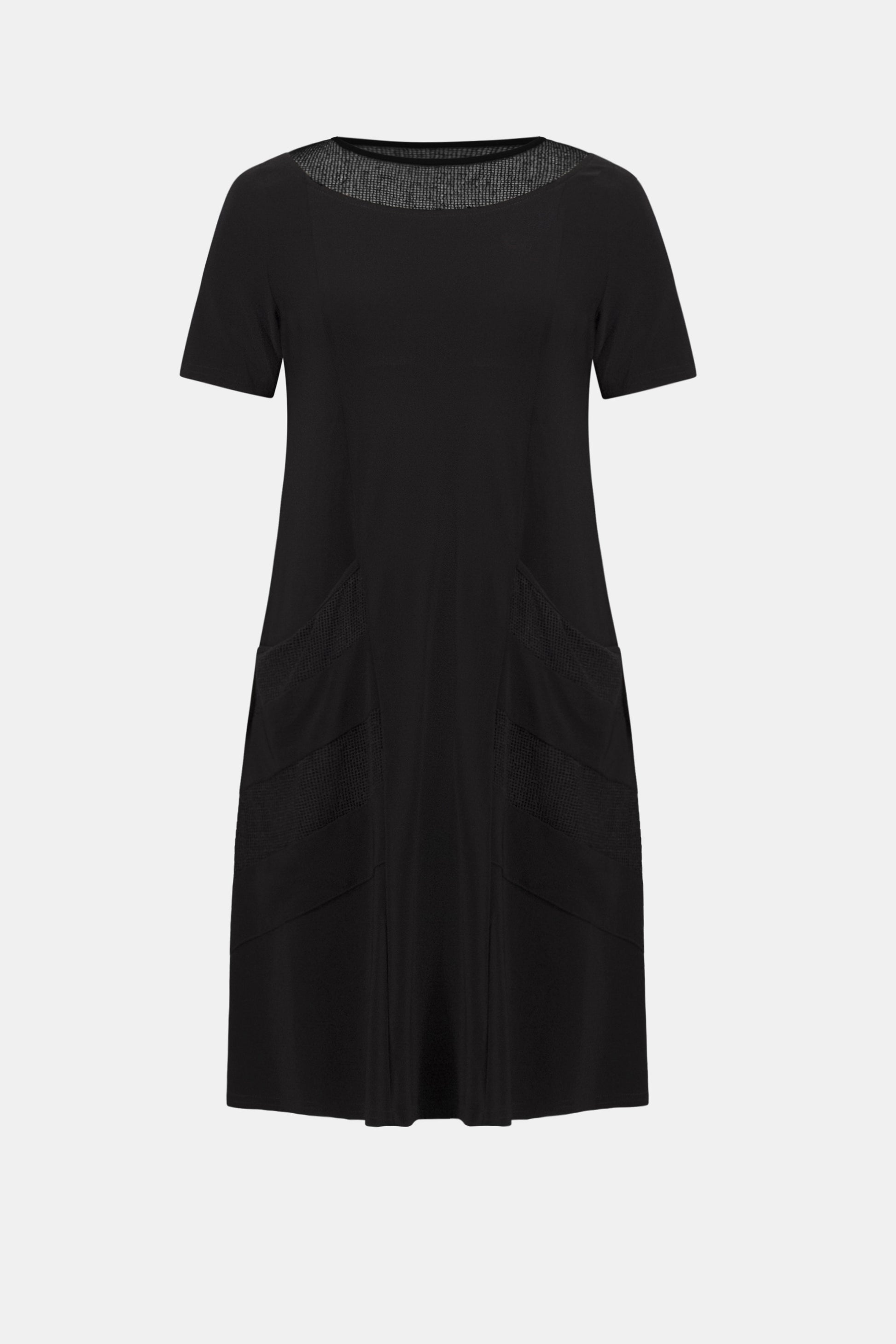 Silky Knit And Mesh A-Line Dress