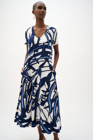 Silky Knit Abstract Print Trapeze Dress