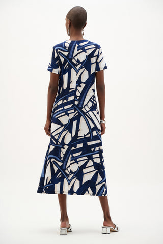 Silky Knit Abstract Print Trapeze Dress
