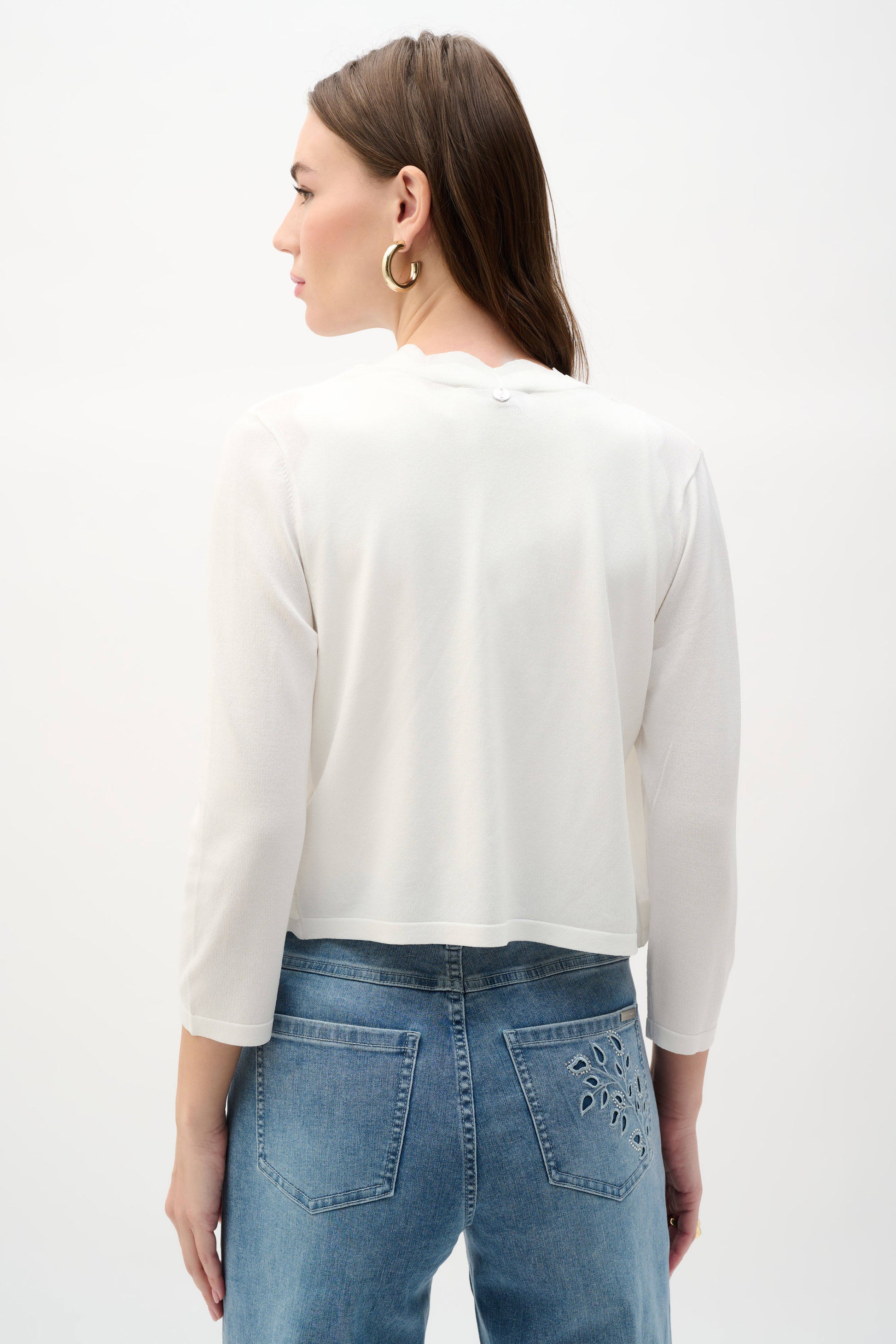 Viscose Sweater Knit Fitted Bolero Cardigan