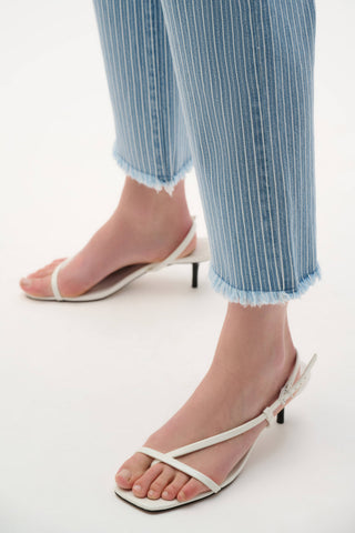 Cotton Denim Stripe Print Straight Jeans