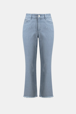 Cotton Denim Stripe Print Straight Jeans
