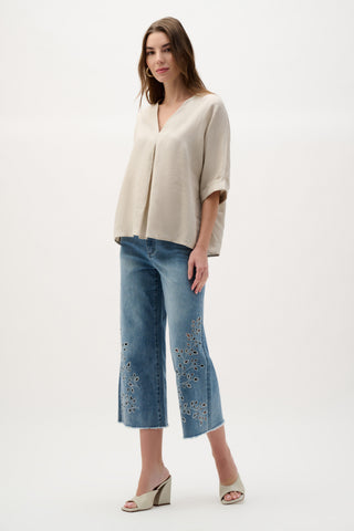 Linen Straight V-notch Top