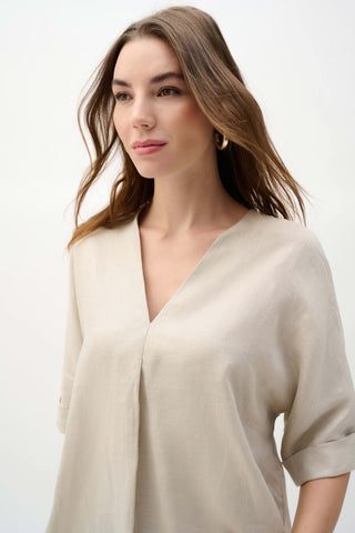 Linen Straight V-notch Top