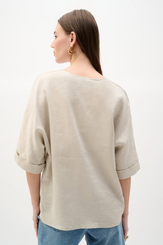 Linen Straight V-notch Top