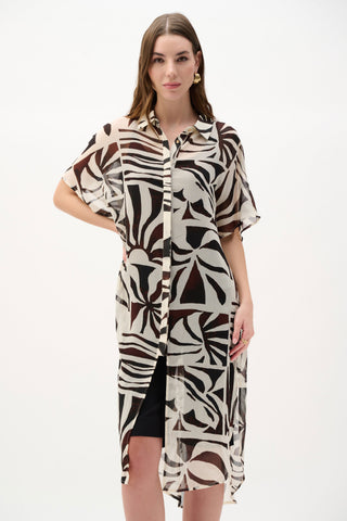 Chiffon Tropical Print Straight Blouse