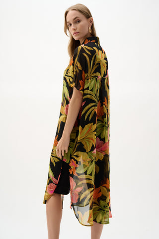 Chiffon Tropical Print Straight Blouse