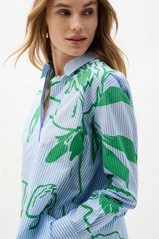 Cotton Stripe Boxy Blouse