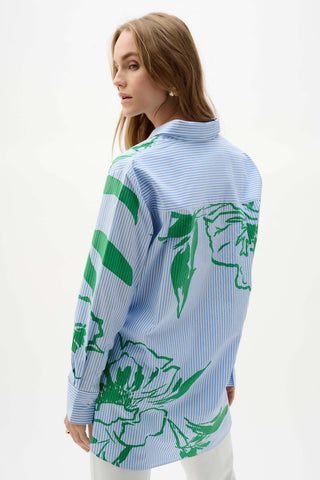 Cotton Stripe Boxy Blouse