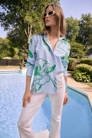Cotton Stripe Boxy Blouse