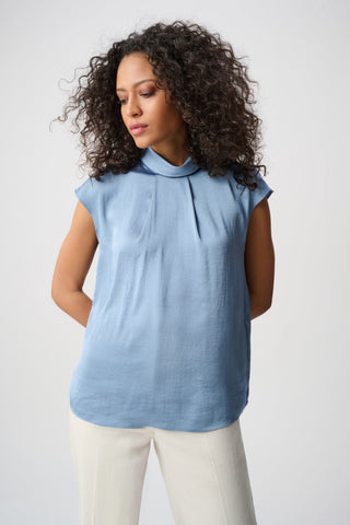 Recycled Satin Turtleneck Top