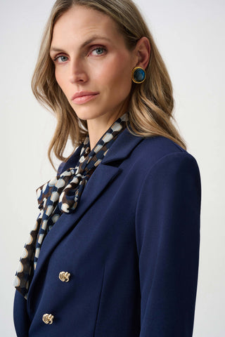 Chiffon Geometric - Print Tie-Neck Blouse