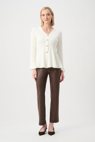Foiled Silky Knit Straight Pull-On Pants
