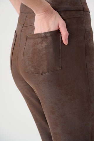 Foiled Silky Knit Straight Pull-On Pants