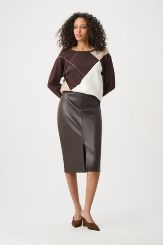 Bonded Leatherette Pencil Skirt
