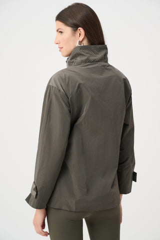 Nylon Mock-Neck Embellished Jacket