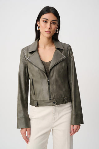 Foiled Faux Suede Fitted Jacket