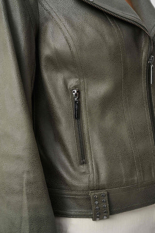 Foiled Faux Suede Fitted Jacket